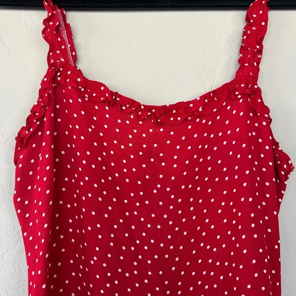 Reformation Eletta Ditty Mini Dress Red And White Polka Dot Size 6 - Picture 4 of 8